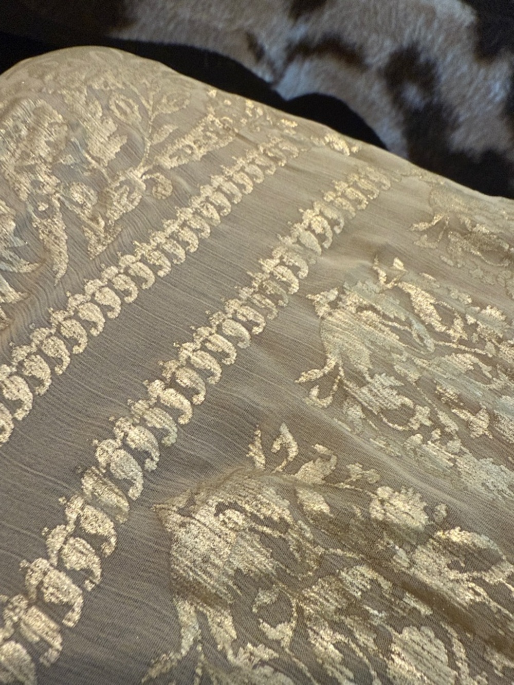 Shimmery Gold print Extra  Large Scarf